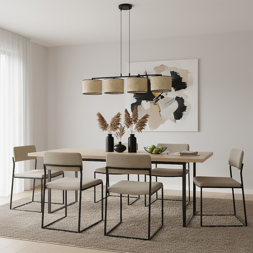 Luster na lankách ECO 4xE27/15W/230V béžová/ratan