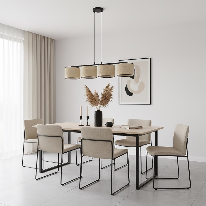 Luster na lankách ECO 4xE27/15W/230V béžová/ratan