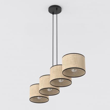Luster na lankách ECO 4xE27/15W/230V béžová/ratan