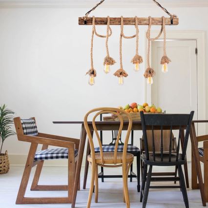 Luster na lankách EREBOS 12xE27/40W/230V hnedý