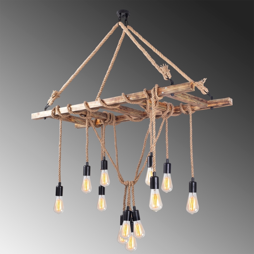 Luster na lankách EREBOS 12xE27/40W/230V hnedý