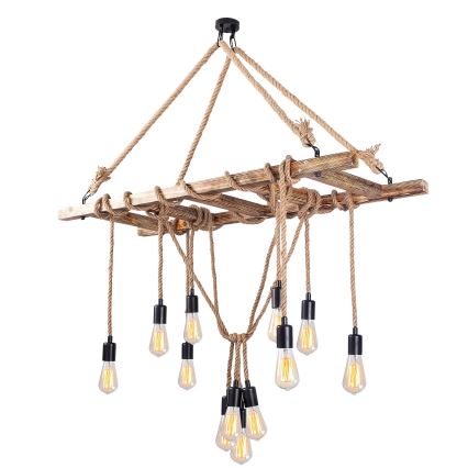 Luster na lankách EREBOS 12xE27/40W/230V hnedý