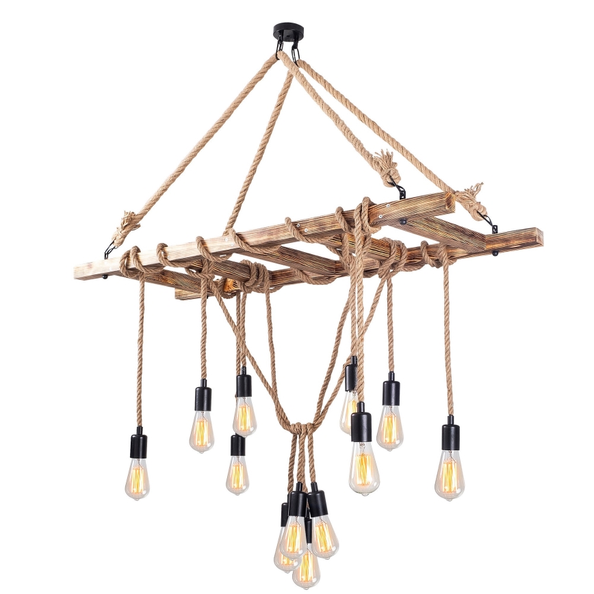 Luster na lankách EREBOS 12xE27/40W/230V hnedý