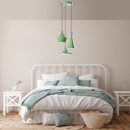 Luster na lankách TOM 3xE27/40W/230V zelený