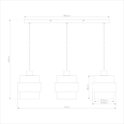Luster na lankách VALENTINO 3xE27/15W/230V béžová/číra