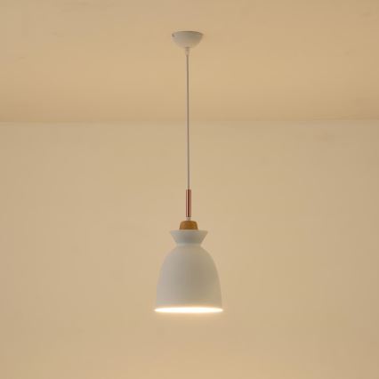 Luster na lanku 1xE27/15W/230V biela pr. 19,5 cm
