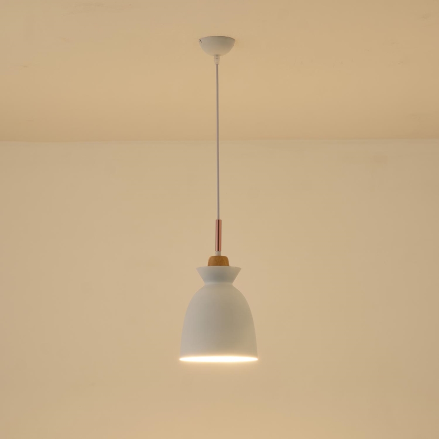 Luster na lanku 1xE27/15W/230V biela pr. 19,5 cm