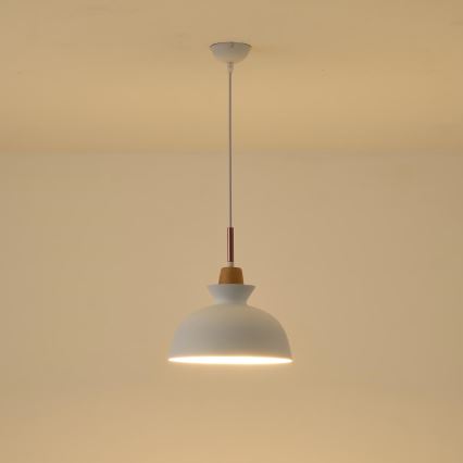 Luster na lanku 1xE27/15W/230V biela pr. 28 cm