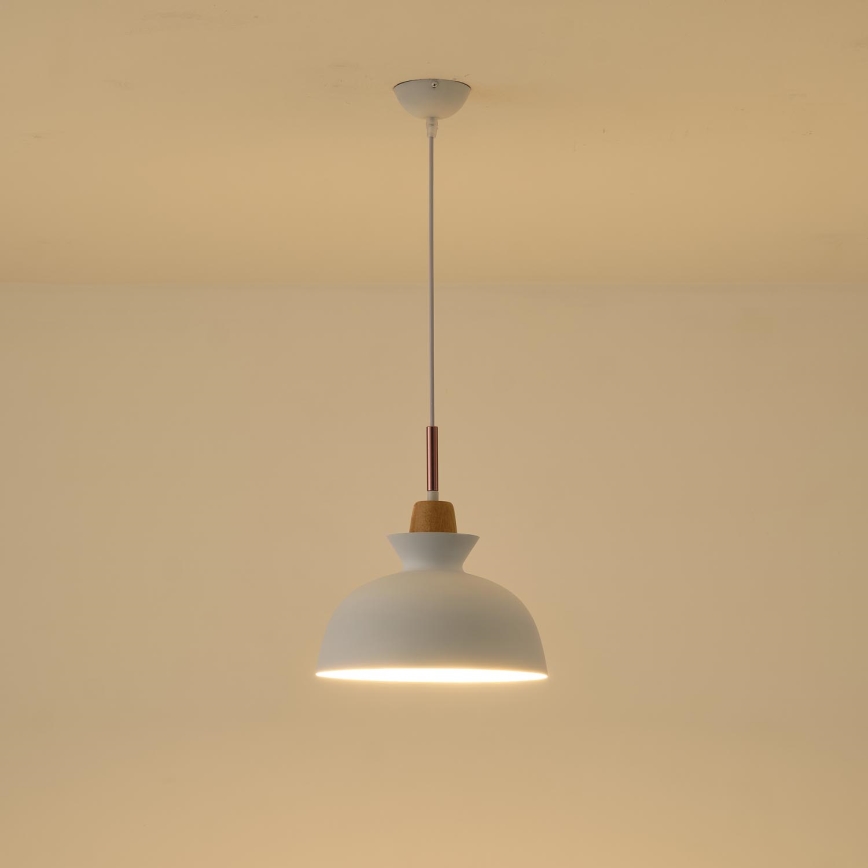 Luster na lanku 1xE27/15W/230V biela pr. 28 cm
