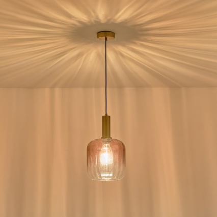 Luster na lanku 1xE27/15W/230V červená/dymová pr. 20 cm
