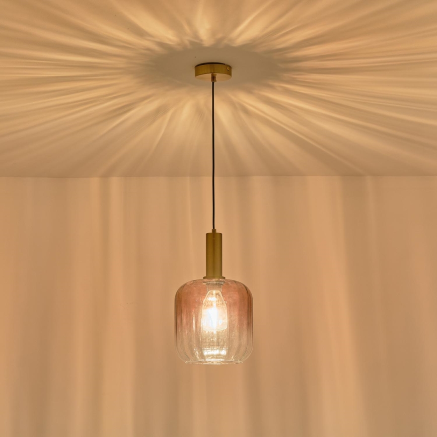 Luster na lanku 1xE27/15W/230V červená/dymová pr. 20 cm
