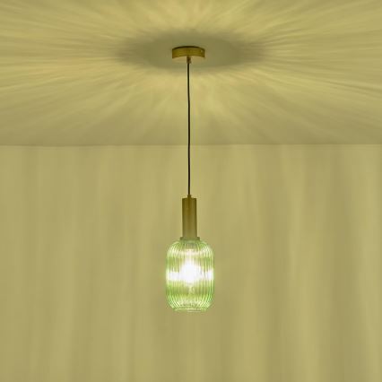 Luster na lanku 1xE27/15W/230V zelená pr. 13 cm