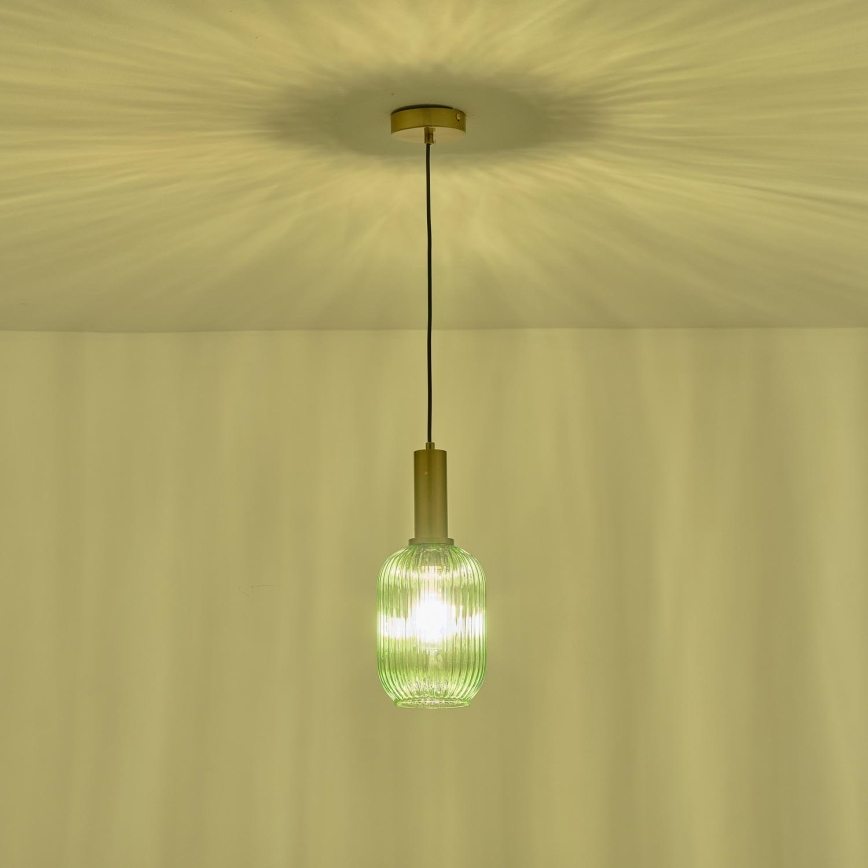 Luster na lanku 1xE27/15W/230V zelená pr. 13 cm