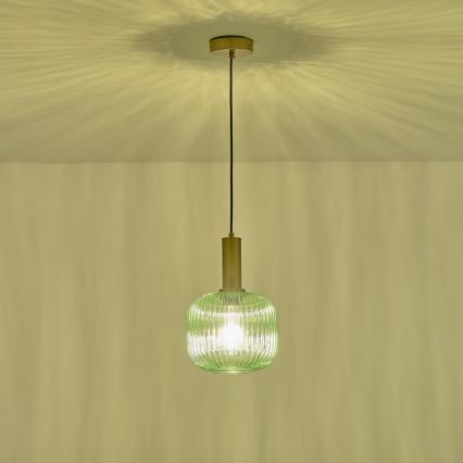 Luster na lanku 1xE27/15W/230V zelená pr. 20 cm