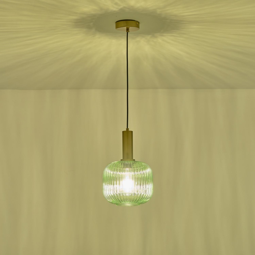 Luster na lanku 1xE27/15W/230V zelená pr. 20 cm