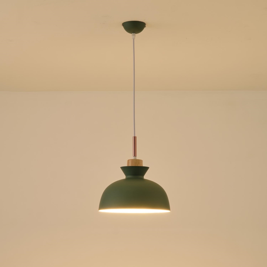 Luster na lanku 1xE27/15W/230V zelená pr. 28 cm