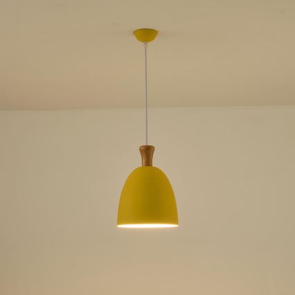 Luster na lanku 1xE27/15W/230V žltá pr. 23 cm