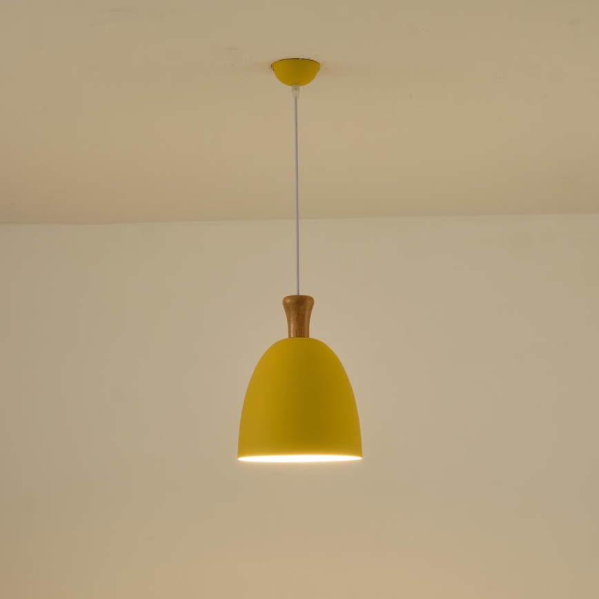 Luster na lanku 1xE27/15W/230V žltá pr. 23 cm