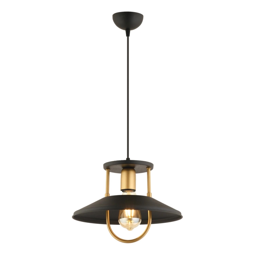 Luster na lanku 1xE27/40W/230V čierna/zlatá