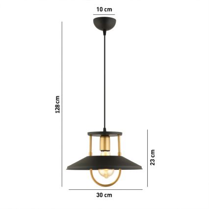 Luster na lanku 1xE27/40W/230V čierna/zlatá