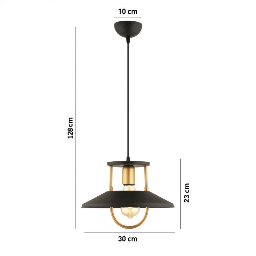 Luster na lanku 1xE27/40W/230V čierna/zlatá