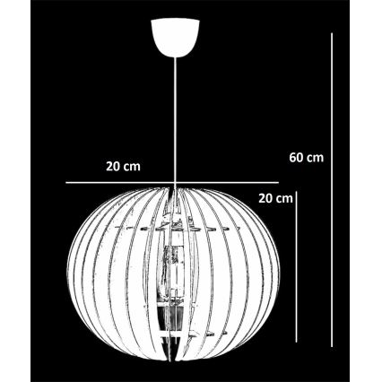 Luster na lanku 1xE27/60W/230V čierna pr. 20 cm