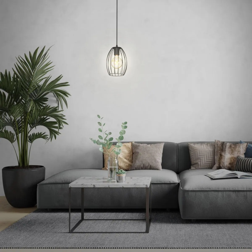 Luster na lanku 1xE27/60W/230V čierny