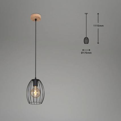 Luster na lanku 1xE27/60W/230V čierny