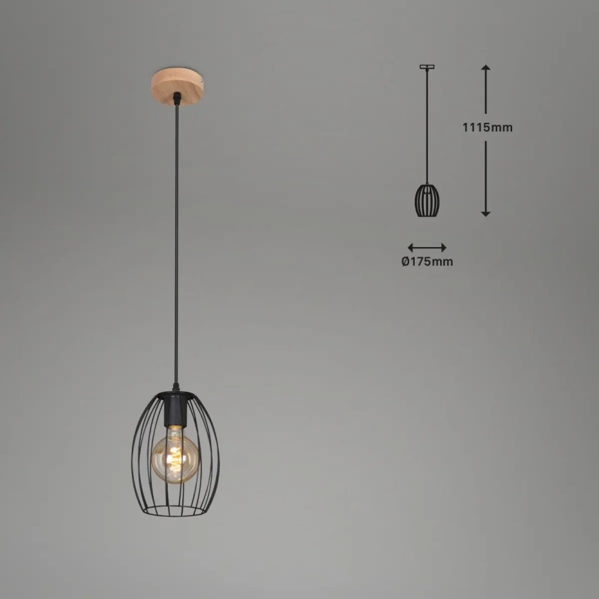 Luster na lanku 1xE27/60W/230V čierny