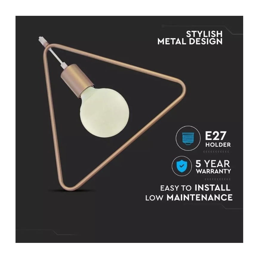 Luster na lanku 1xE27/60W/230V trojuholník