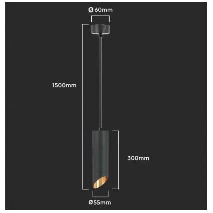 Luster na lanku 1xGU10/35W/230V 30 cm čierna