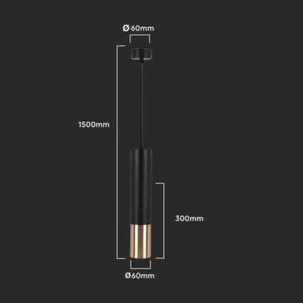 Luster na lanku 1xGU10/35W/230V 30 cm čierna/zlatá