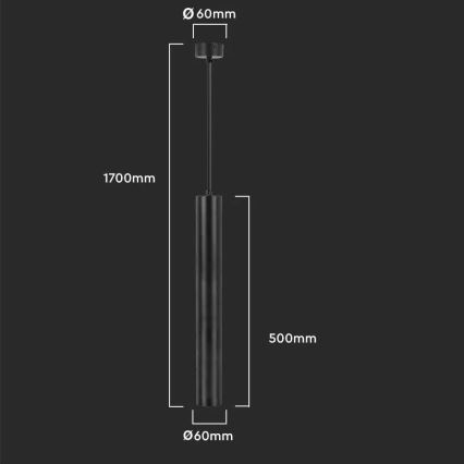 Luster na lanku 1xGU10/35W/230V 50 cm čierna