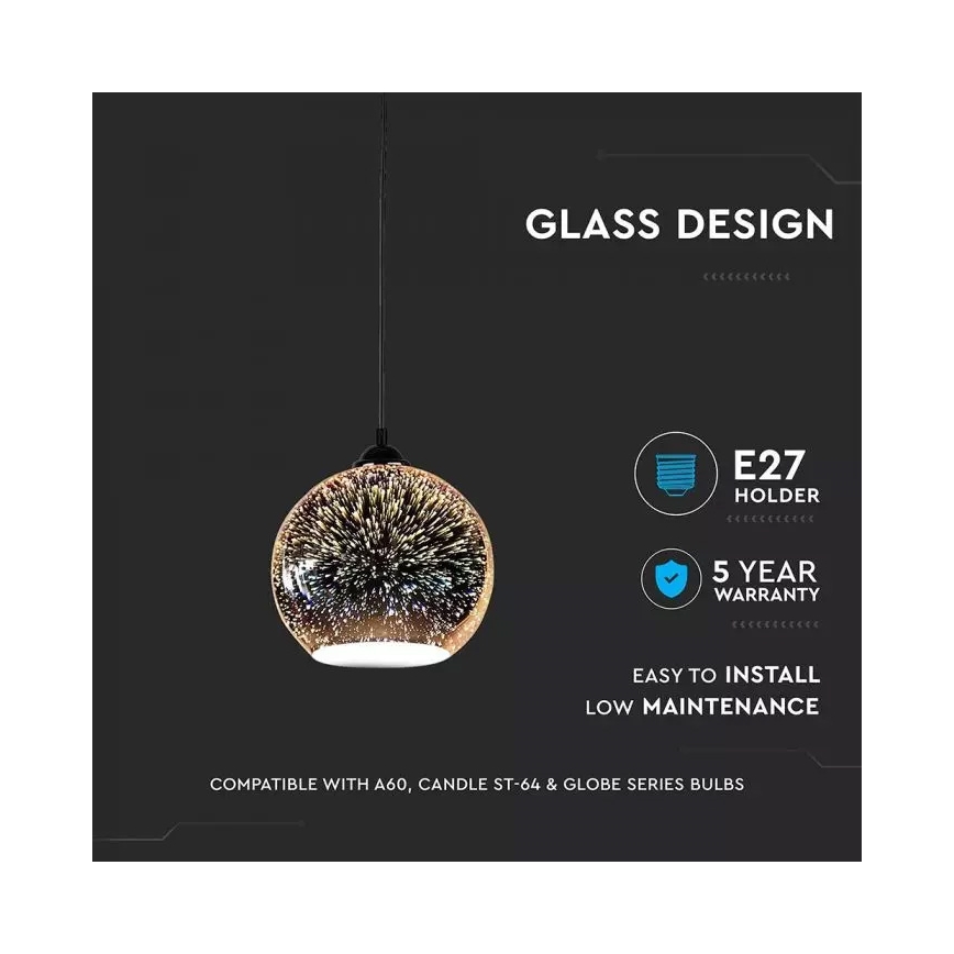 Luster na lanku 3D 1xE27/60W/230V