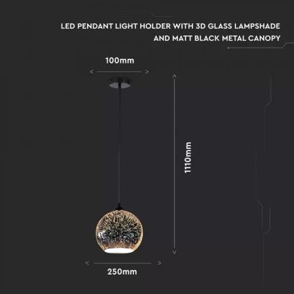 Luster na lanku 3D 1xE27/60W/230V