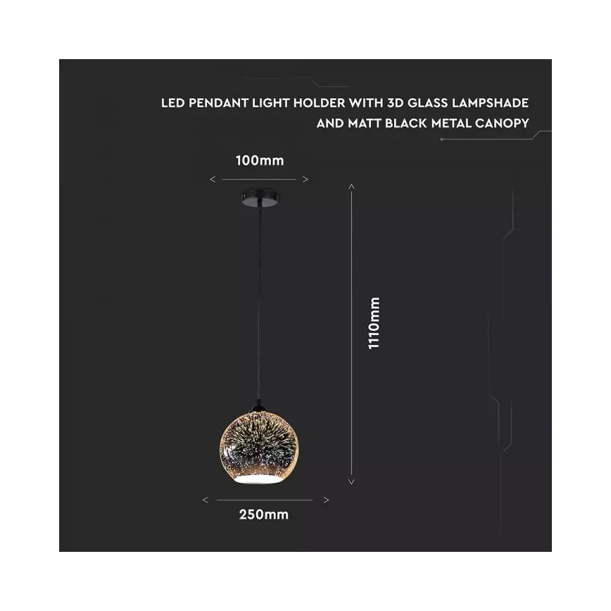 Luster na lanku 3D 1xE27/60W/230V