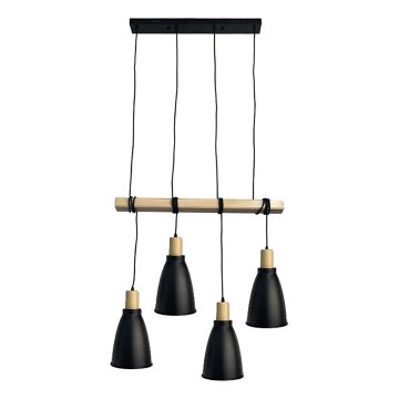 Luster na lanku 4xE27/60W/230V čierna
