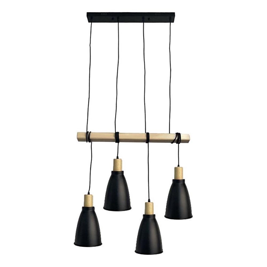 Luster na lanku 4xE27/60W/230V čierna