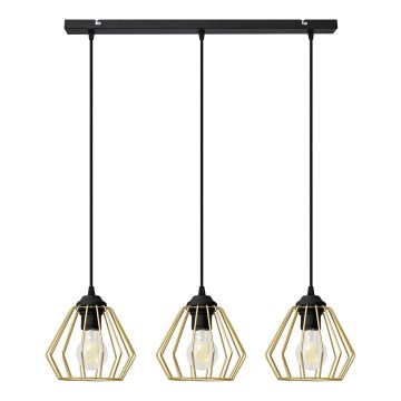 Luster na lanku AGAT 3xE27/15W/230V zlatá/čierna