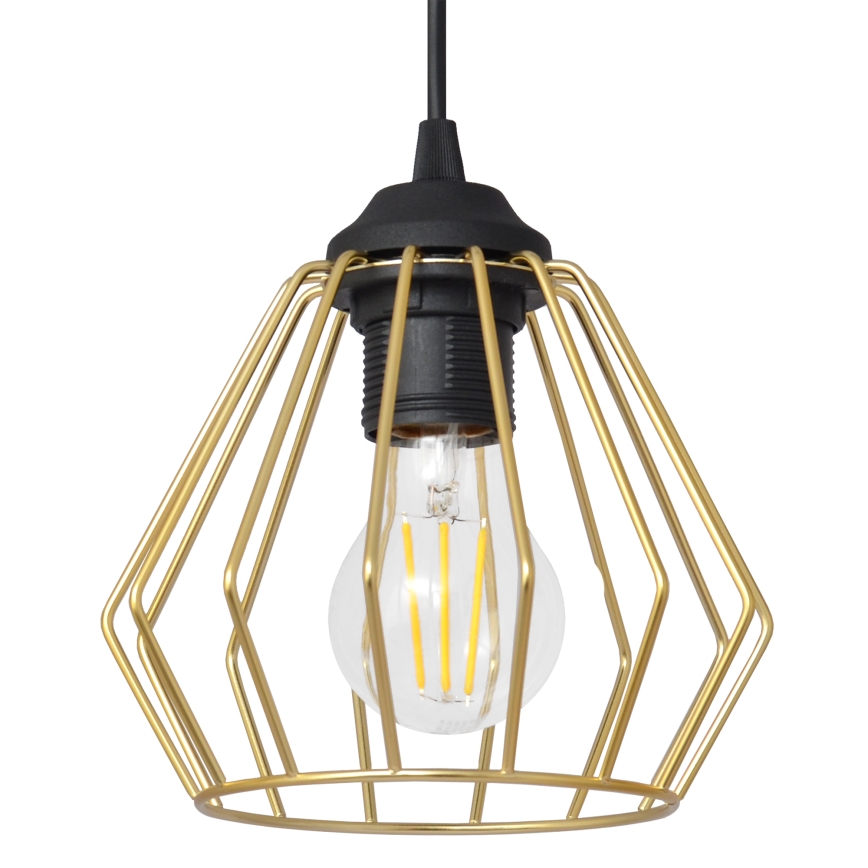 Luster na lanku AGAT 3xE27/15W/230V zlatá/čierna
