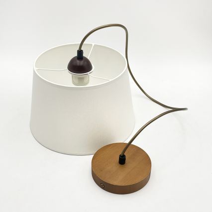 Luster na lanku AIDA 1xE27/60W/230V pr. 25 cm dub/hnedá/biela