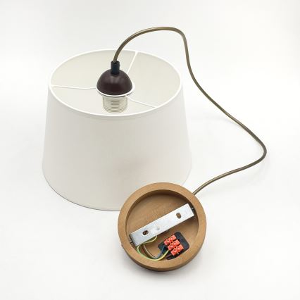 Luster na lanku AIDA 1xE27/60W/230V pr. 25 cm dub/hnedá/biela