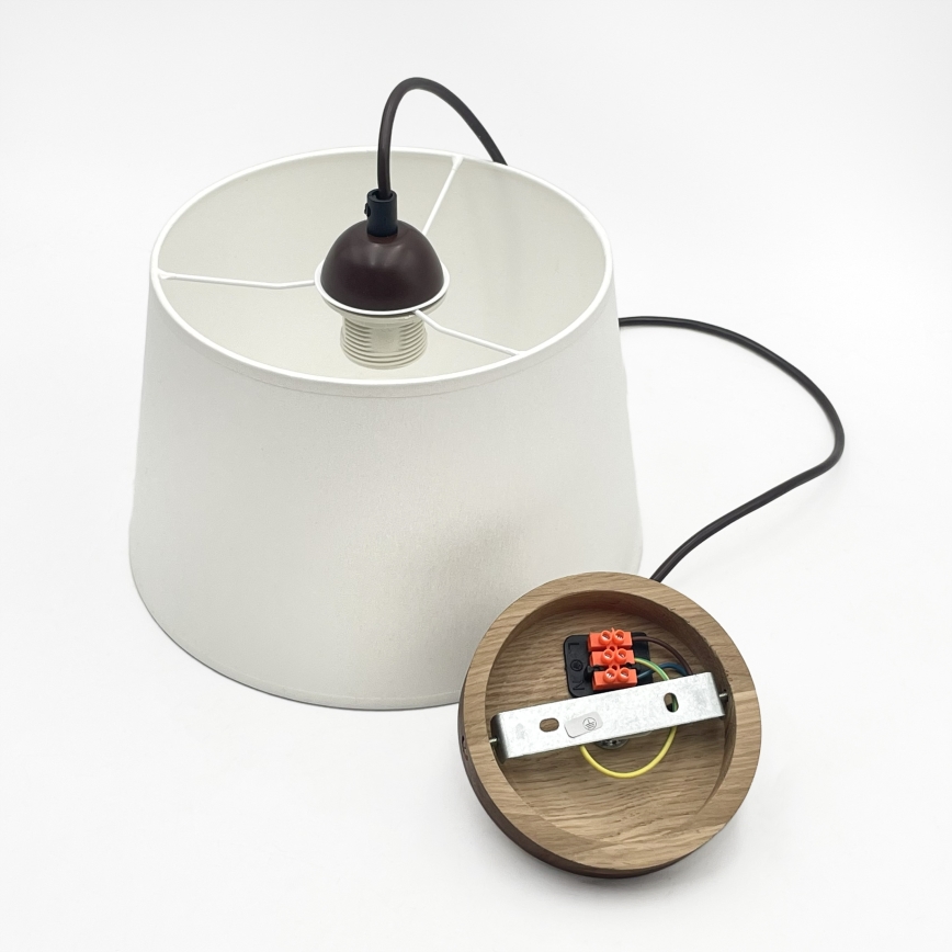 Luster na lanku AIDA 1xE27/60W/230V pr. 25 cm dub/orech/biela