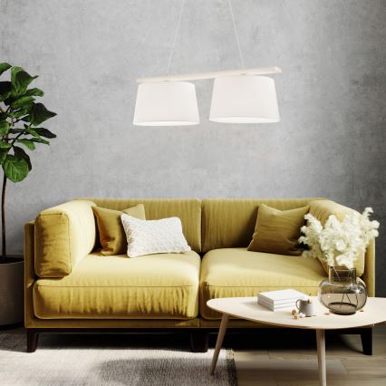 Luster na lanku AIDA 2xE27/60W/230V pr. 35 cm dub/biela