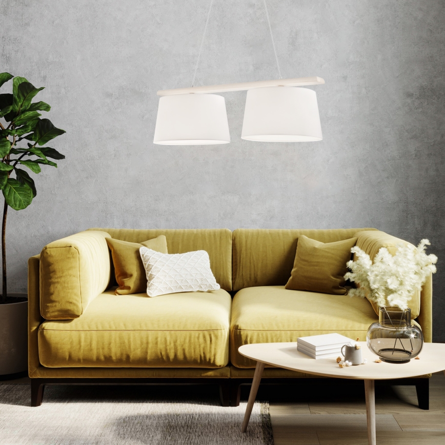 Luster na lanku AIDA 2xE27/60W/230V pr. 35 cm dub/biela