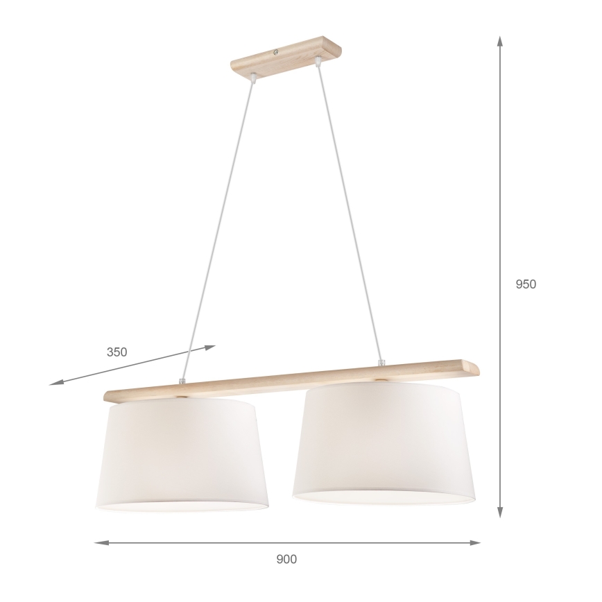 Luster na lanku AIDA 2xE27/60W/230V pr. 35 cm dub/biela