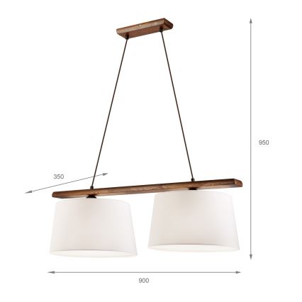Luster na lanku AIDA 2xE27/60W/230V pr. 35 cm dub/orech