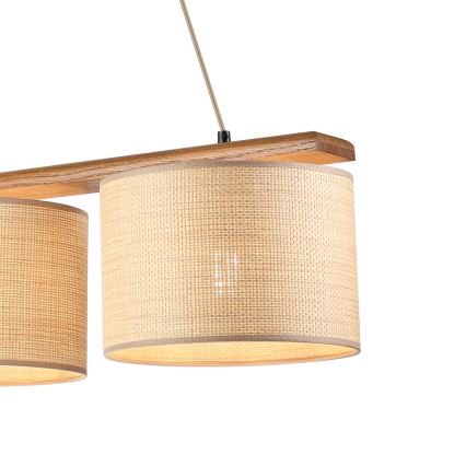 Luster na lanku AIDA 3xE27/15W/230V pr. 25 cm dub/rafia