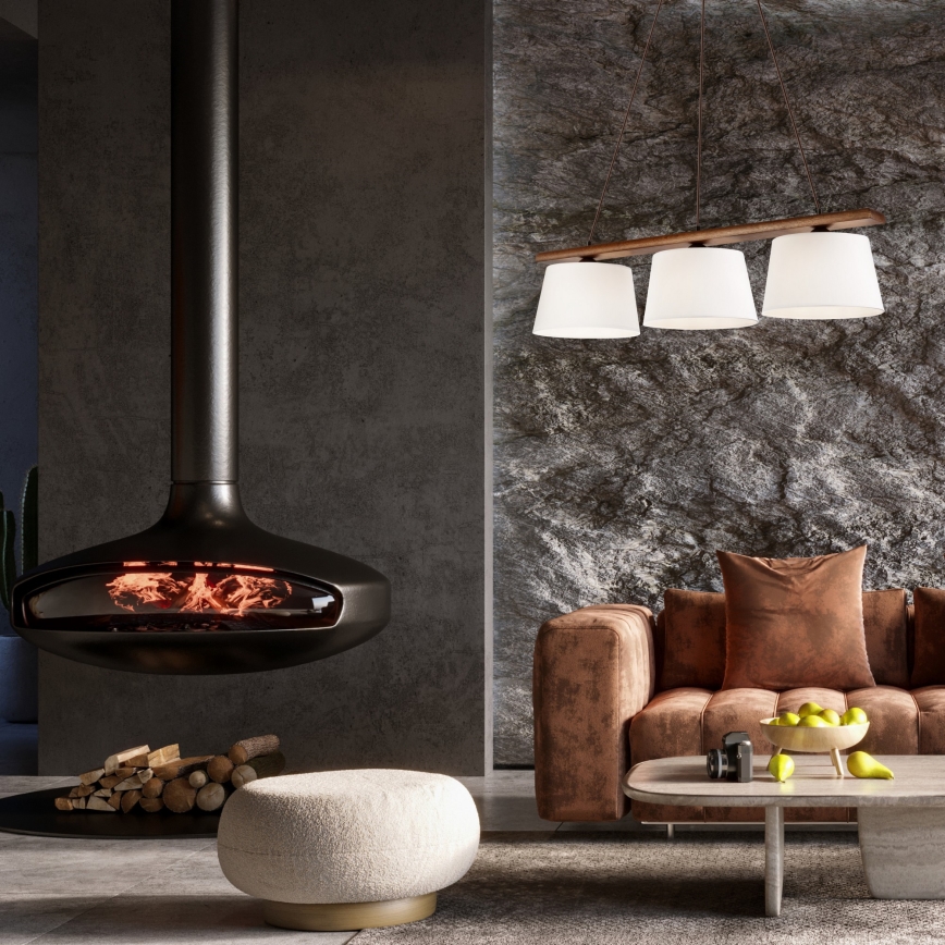 Luster na lanku AIDA 3xE27/60W/230V orech - FSC certifikované