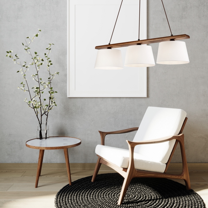 Luster na lanku AIDA 3xE27/60W/230V orech - FSC certifikované